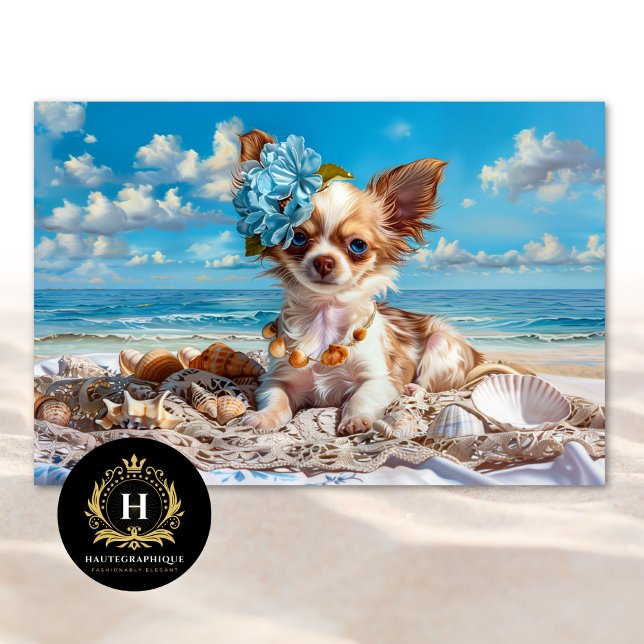 Chihuahua Puppy Beach Chic Decoupage Tissue Paper (Creator Uploaded)