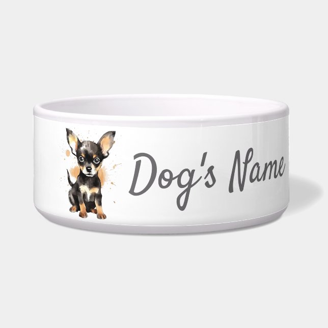 Chihuahua puppy Ceramic Pet Bowl (Front)