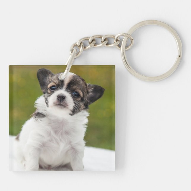 Chihuahua Puppy Cute Photo Key Ring (Back)