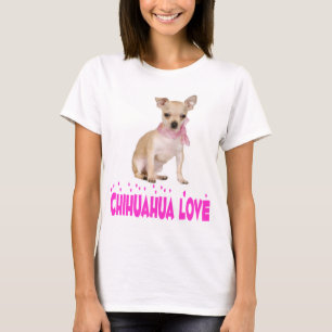 Chihuahua Puppy Dog Pink Love Hearts T-Shirt