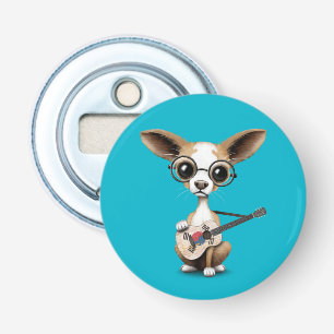 Chihuahua Puppy Dog Playing South Korean Guitar Bottle Opener