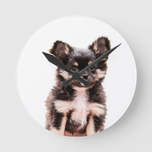 Chihuahua Puppy Dog Round Clock