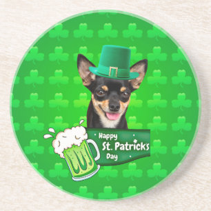 Chihuahua Puppy Dog St. Patrick's Day Green Clover Coaster