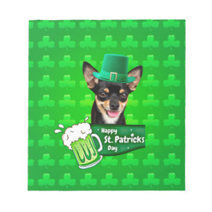 Chihuahua Puppy Dog St. Patrick's Day Green Clover Notepad