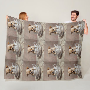 Chihuahua Puppy In A Teacup Oil Paint, Fleece Blanket