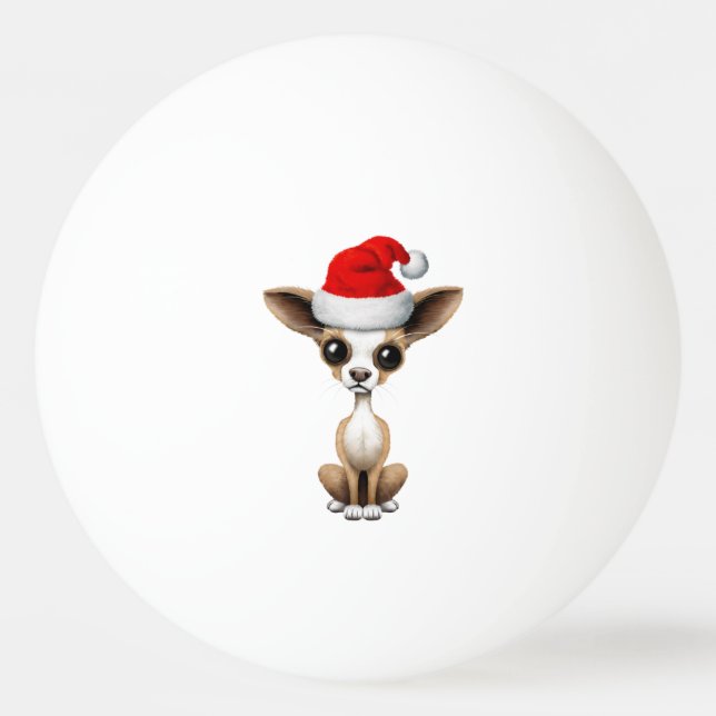 Chihuahua Puppy Wearing a Santa Hat Ping Pong Ball (Front)