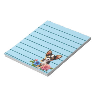 Chihuahua Puppy with Decorative Flowers Notepad