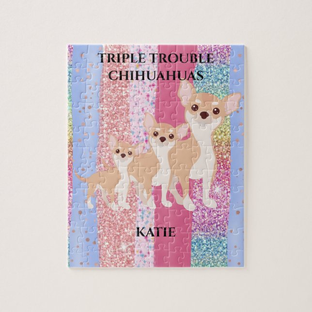 CHIHUAHUA PUZZLE & PERSONALIZED NAME. (Vertical)