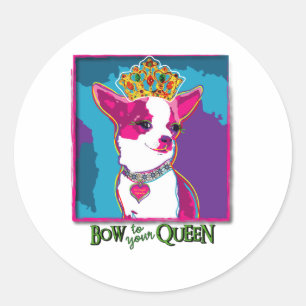 Chihuahua Queen Classic Round Sticker
