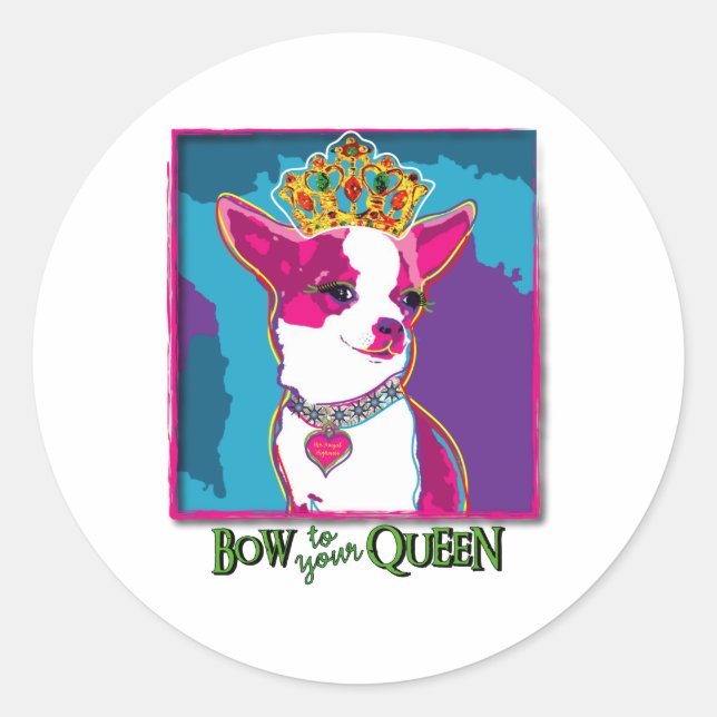 Chihuahua Queen Classic Round Sticker (Front)