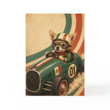 Chihuahua Race Car Greeting Card