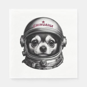 Chihuahua,Retro Soviet Space Dog traveller Napkin