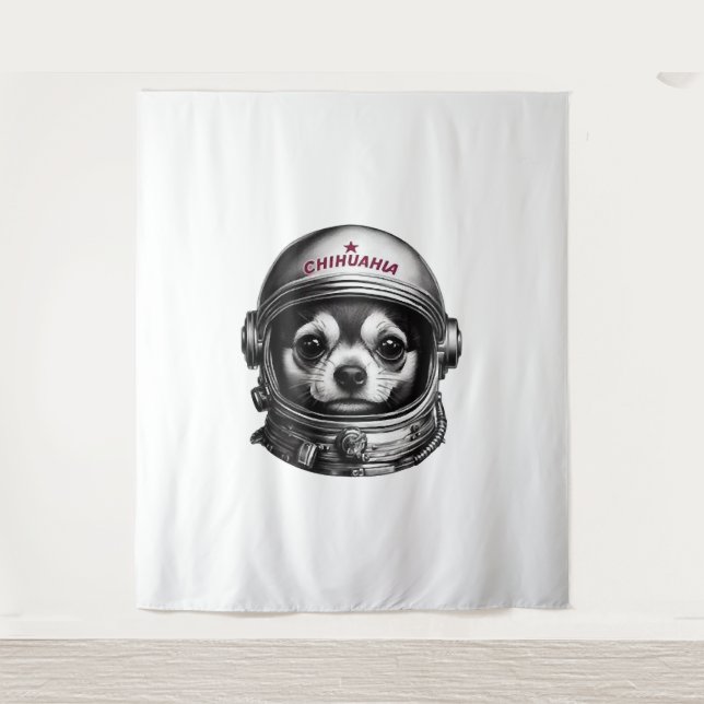 Chihuahua,Retro Soviet Space Dog traveller Tapestry (Front)