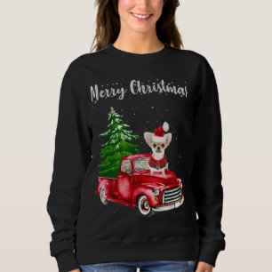 Chihuahua Riding Red Truck Merry Christmas Dog Lov Sweatshirt