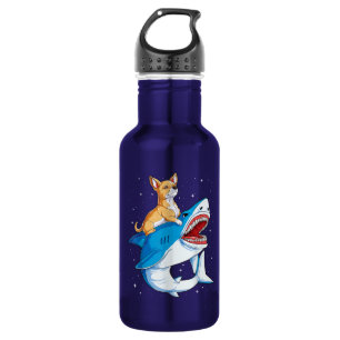 Chihuahua Riding Shark Jawsome Space Galaxy Fitted 532 Ml Water Bottle