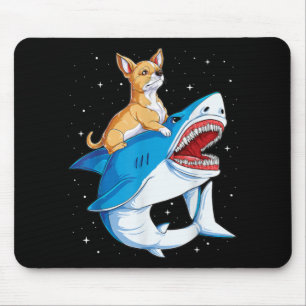 Chihuahua Riding Shark Jawsome Space Galaxy Fitted Mouse Mat