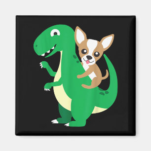 Chihuahua Riding T-Rex Dinosaur Dino Dog Halloween Magnet
