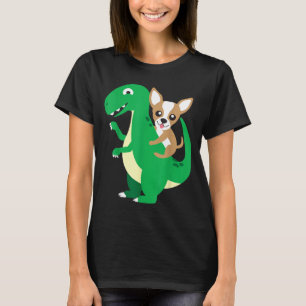 Chihuahua Riding T-Rex Dinosaur Dino Dog Halloween T-Shirt