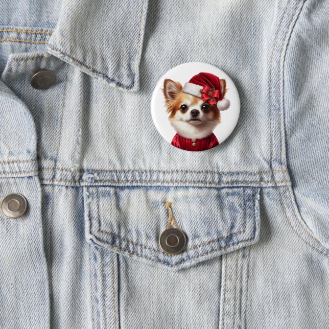 Chihuahua Santa Christmas Holiday Fashion Button (In Situ)