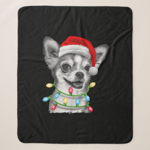 chihuahua santa christmas tree lights xmas gifts sherpa blanket