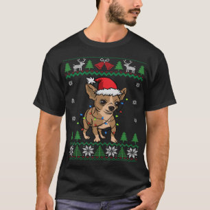 Chihuahua Santa Claus Hat And Lights Chihuahua ugl T-Shirt