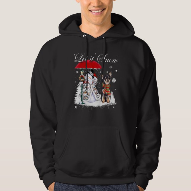 Chihuahua Santa Dog Christmas Snowman Xmas Pajama Hoodie (Front)