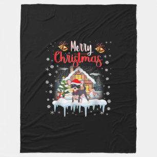 chihuahua santa hat merry christmas dog lover fleece blanket