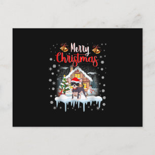 chihuahua santa hat merry christmas dog lover holiday postcard