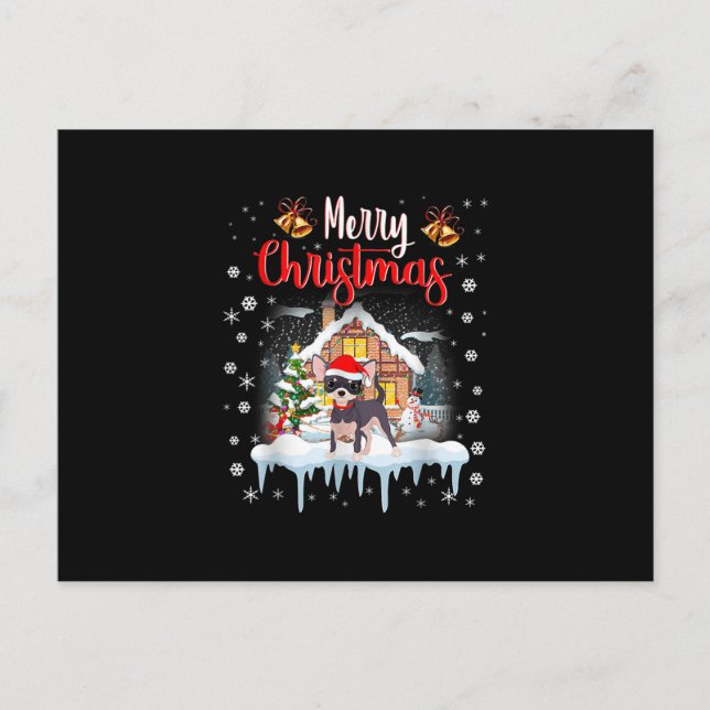 chihuahua santa hat merry christmas dog lover holiday postcard (Front)