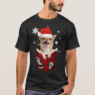 Chihuahua Santa In My Pocket Christmas Facts Xmas T-Shirt