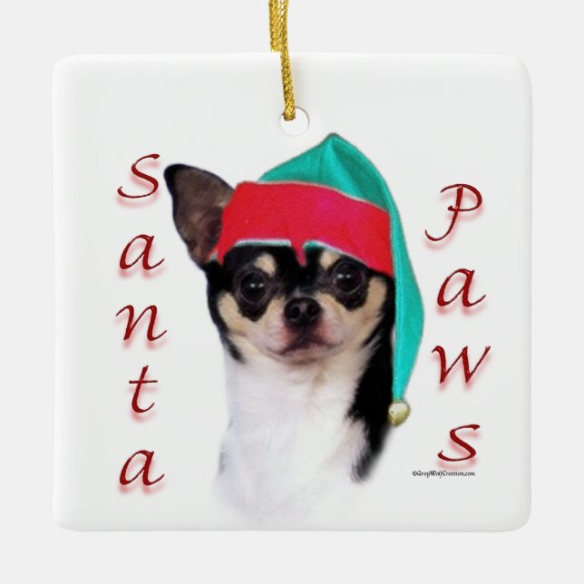 Chihuahua Santa Paws Ceramic Ornament (Front)
