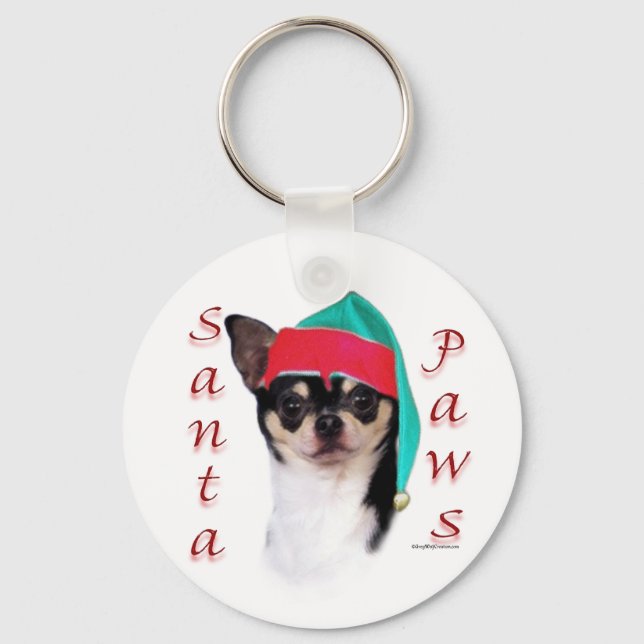 Chihuahua Santa Paws Key Ring (Front)