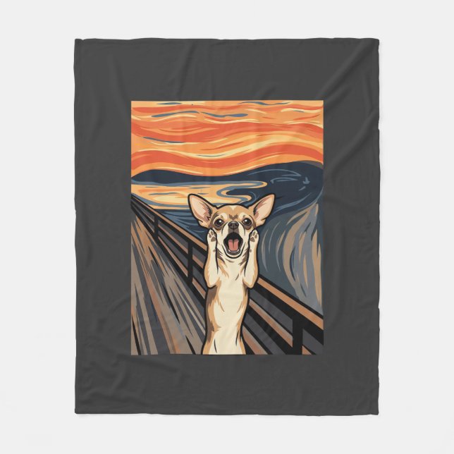 Chihuahua Scream Expressionist Dog Art_1 Fleece Blanket (Front)