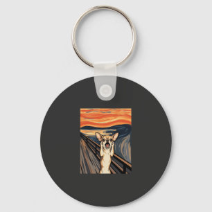 Chihuahua Scream Expressionist Dog Art_1 Key Ring