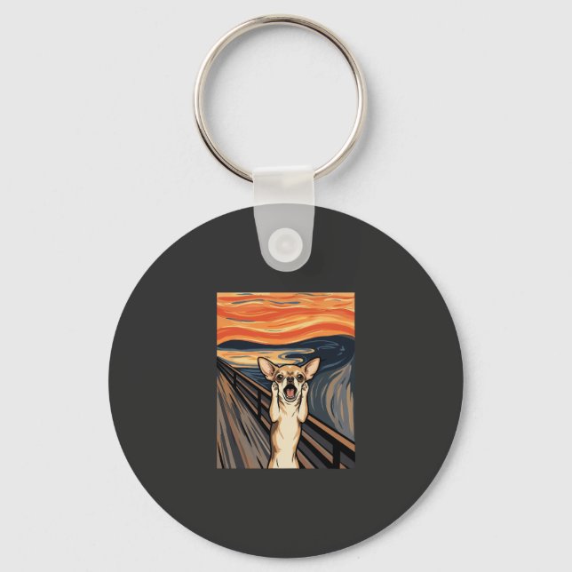 Chihuahua Scream Expressionist Dog Art_1 Key Ring (Front)