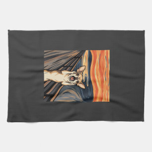 Chihuahua Scream Expressionist Dog Art_1 Tea Towel