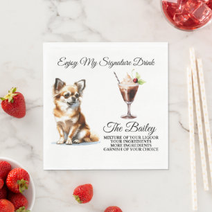 Chihuahua Signature Drink Wedding Pet Napkin