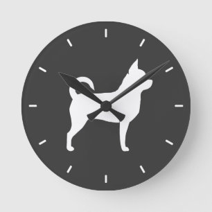 Chihuahua Silhouette Round Clock