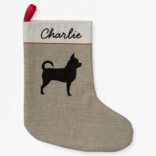 Chihuahua Silhouette with Text Small Christmas Stocking