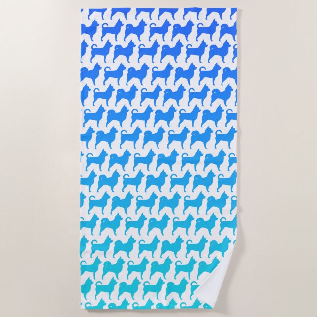 Chihuahua Silhouettes Pattern Beach Towel (Front)