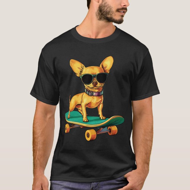 Chihuahua Skateboard Long Sleeve T-Shirt (Front)