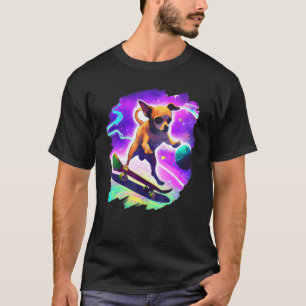 Chihuahua Skateboarding Outer Space Retro Vintage T-Shirt