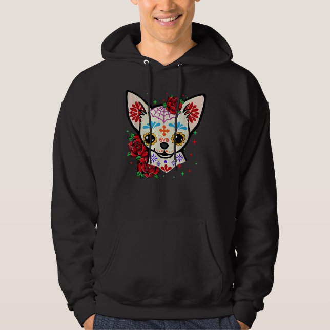 Chihuahua Skulls Day Of The Dead Sugar Skull Dog H Hoodie (Front)