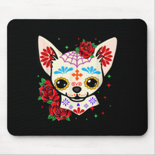 Chihuahua Skulls Day Of The Dead Sugar Skull Dog Mouse Mat