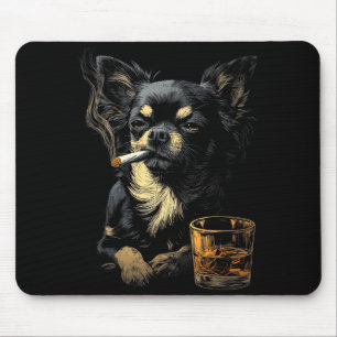 Chihuahua Smoking Cigarette Whisky Lover Funny Dog Mouse Mat