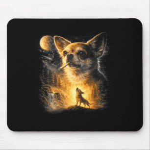 Chihuahua smoking howling to the moon vintage 90s mouse mat
