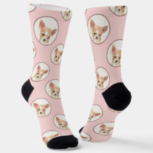 Chihuahua Smooth Coat Painting Original Dog Art Socks