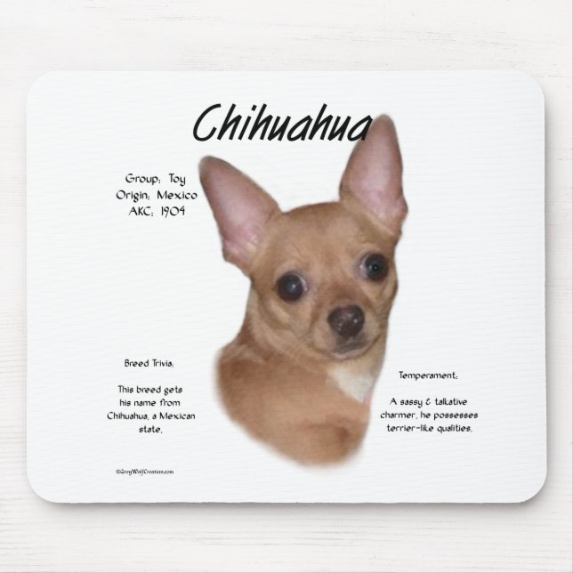 Chihuahua (smooth) History Design Mouse Mat (Front)