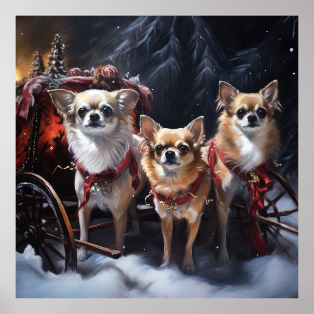 Chihuahua Snowy Sleigh Christmas Decor  (Front)