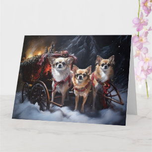 Chihuahua Snowy Sleigh Christmas Decor   Card